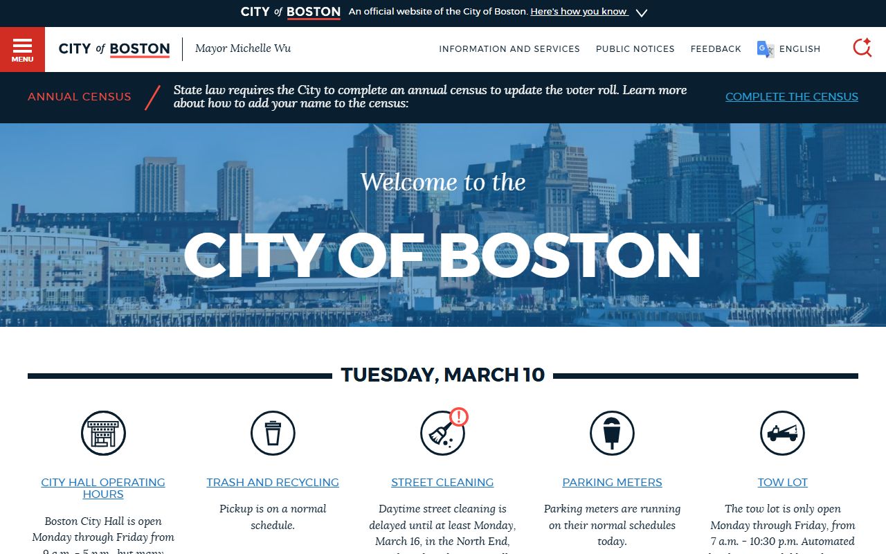Boston city website for obituary records and death certificate requests