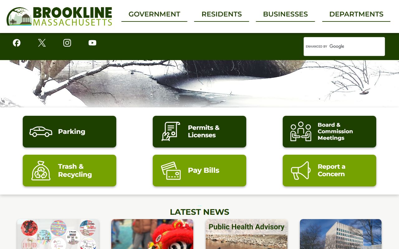 Brookline town website for obituary records and death certificate requests