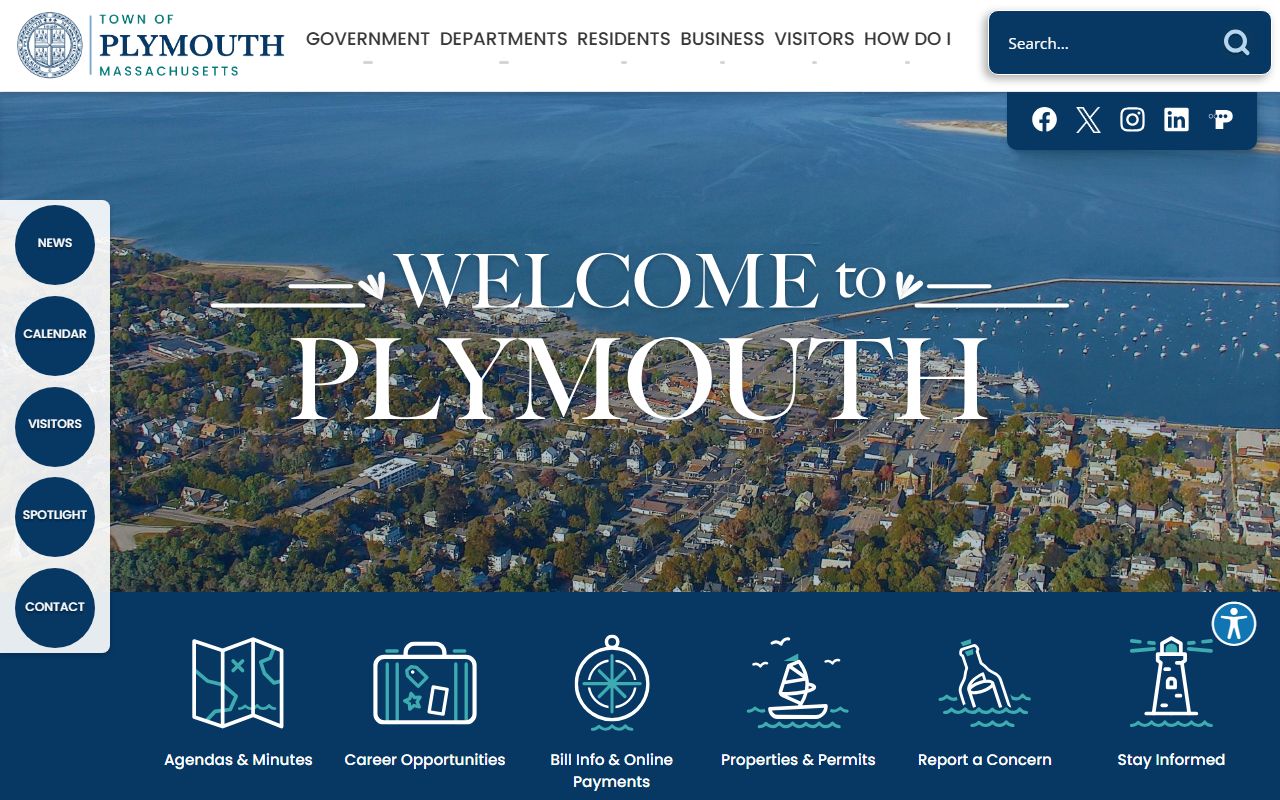 Plymouth town website for obituary records and death certificate requests