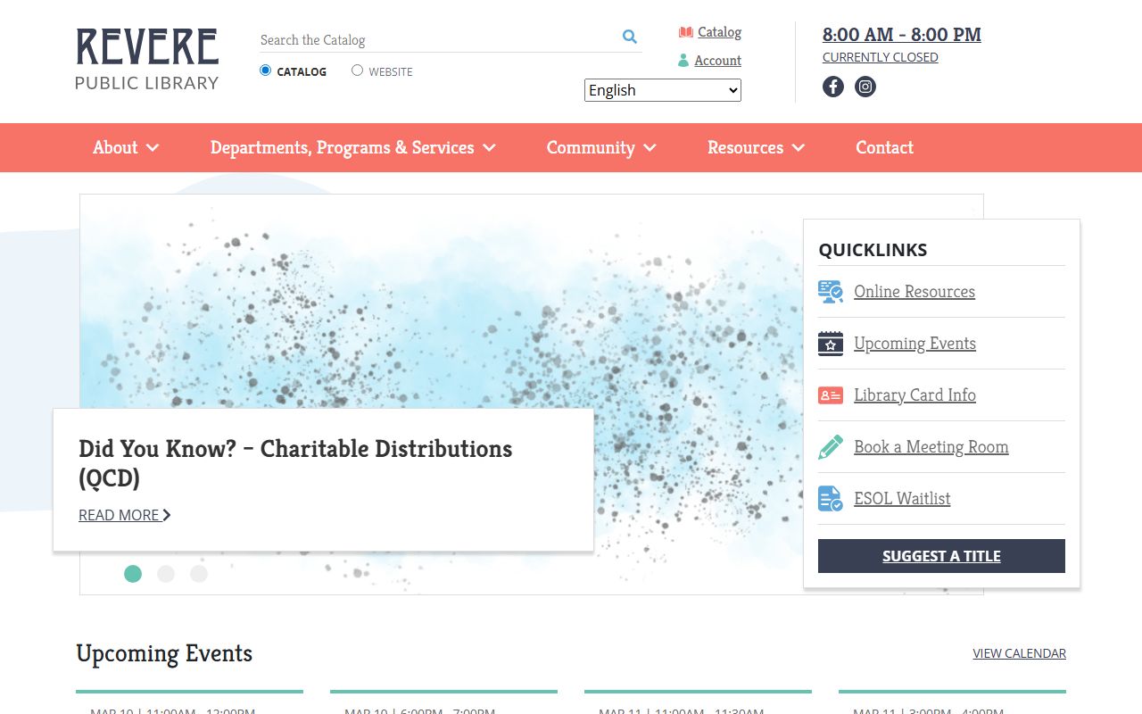 Revere Public Library website for obituary research and newspaper archives