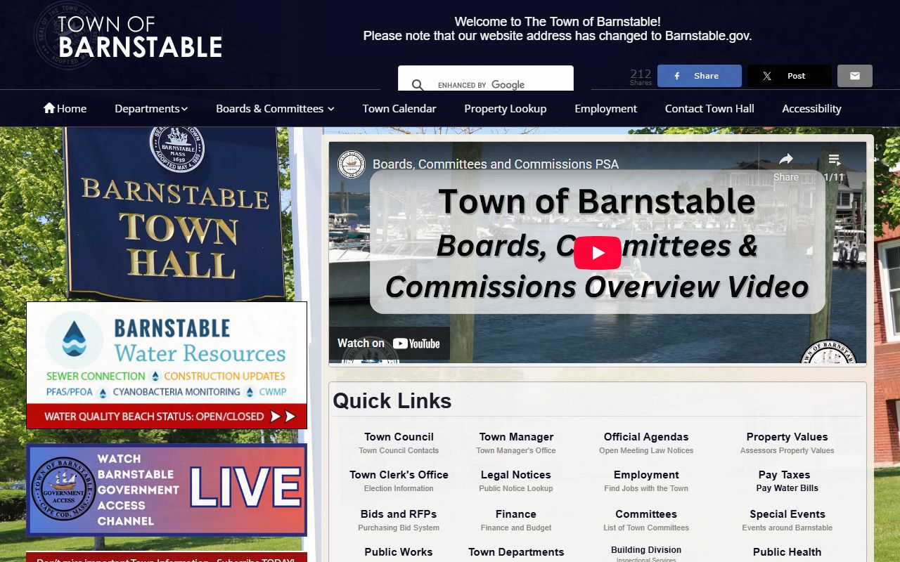 Barnstable Town Clerk website for Barnstable County obituary records