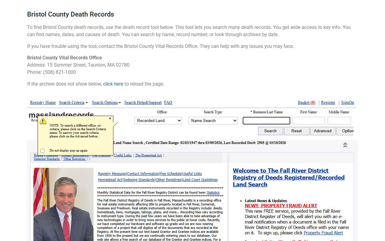 Bristol County death records search for obituary records