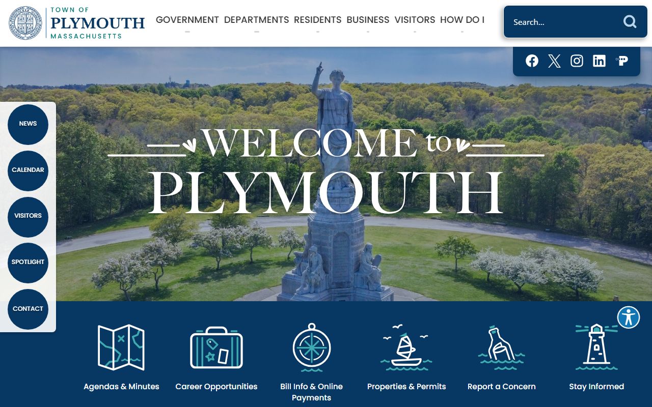Plymouth Town website Plymouth County obituary records